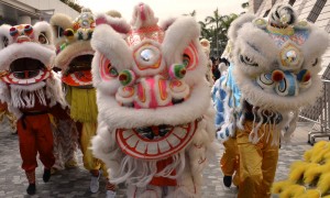 Dragons and Lions Dance in Hong Kong
