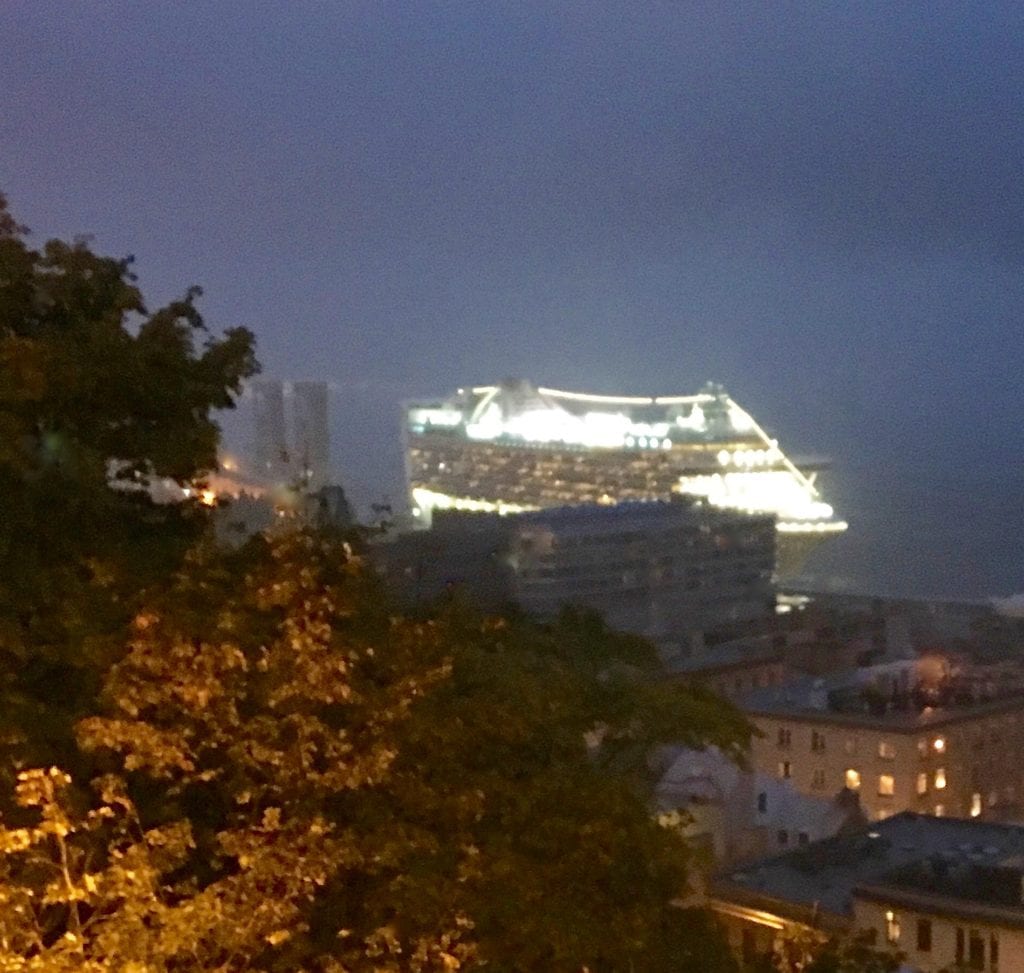 Cruise ships at night Quebec 