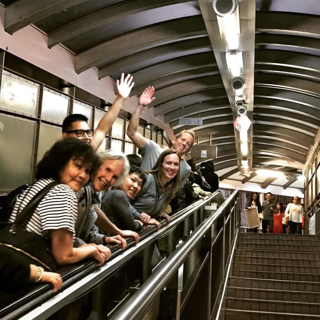 On the long escalator in Hong Kong 