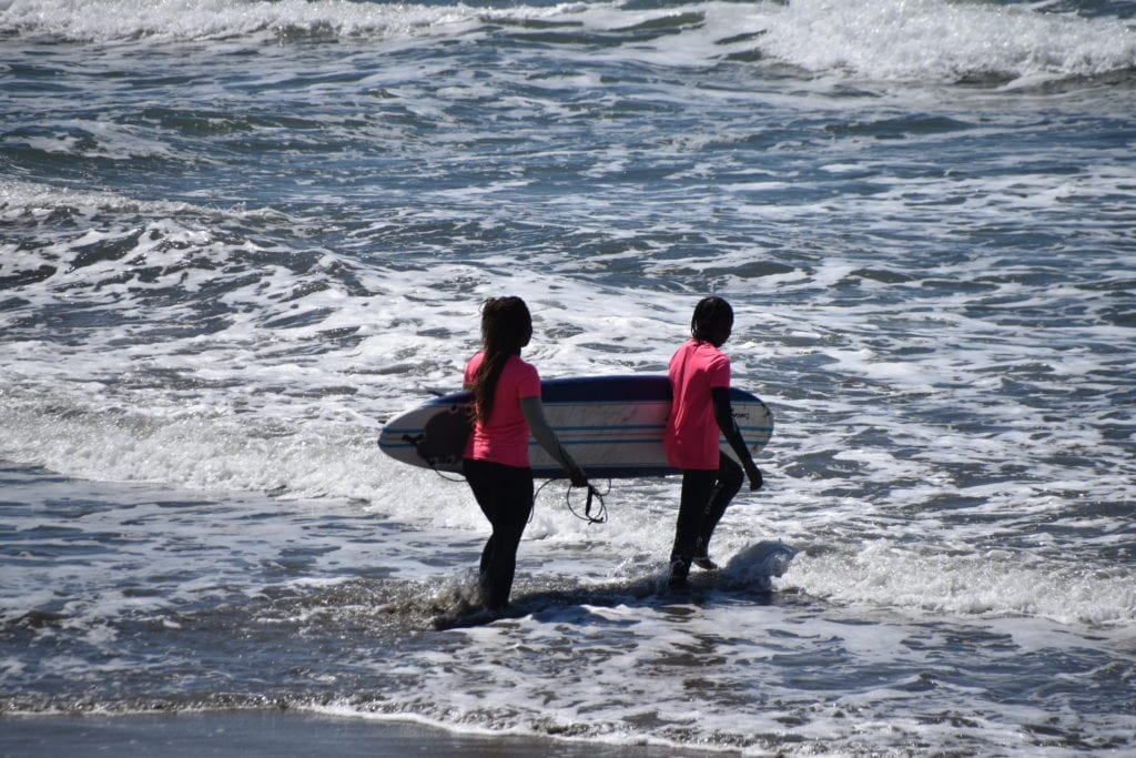 Surfing near Half Moon Bay 