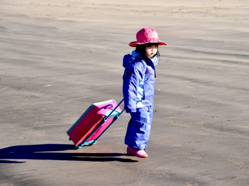 On the beach, going someplace 