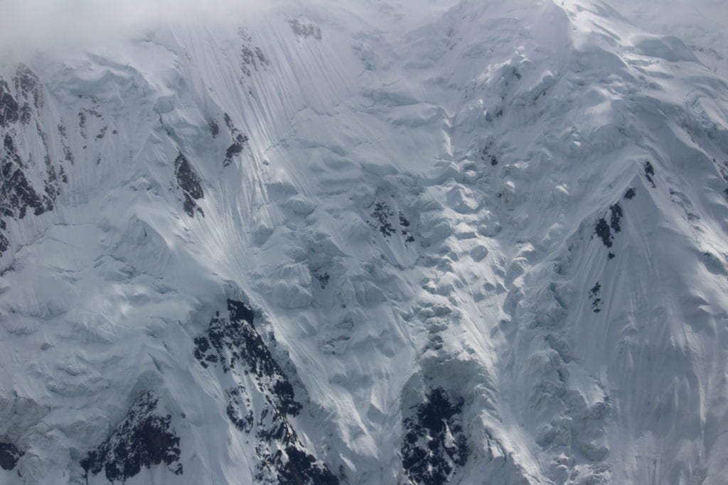 Hanging ice and steep snowfields