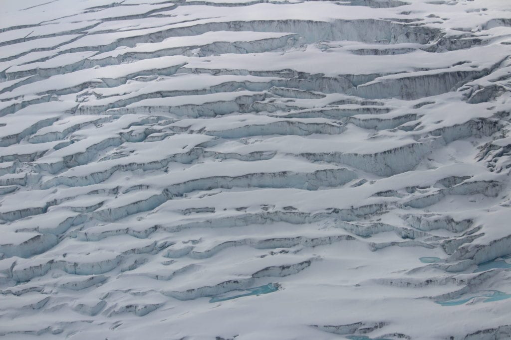 huge crevasses on the Muldrow Icefall