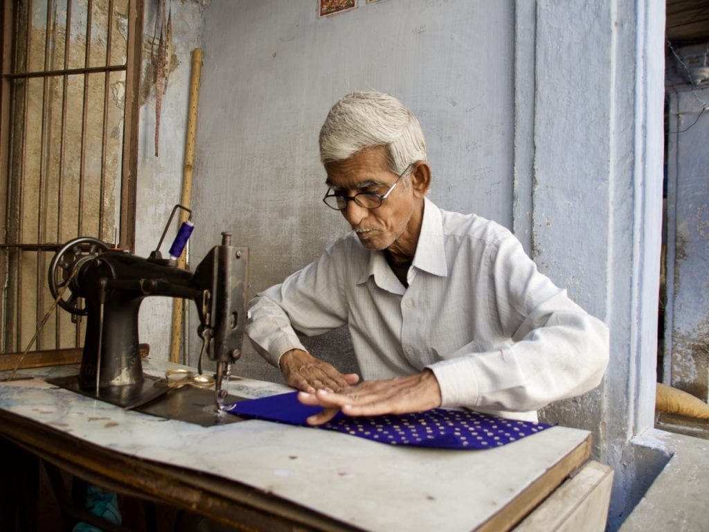 sewing on the streets of Ahmedabad