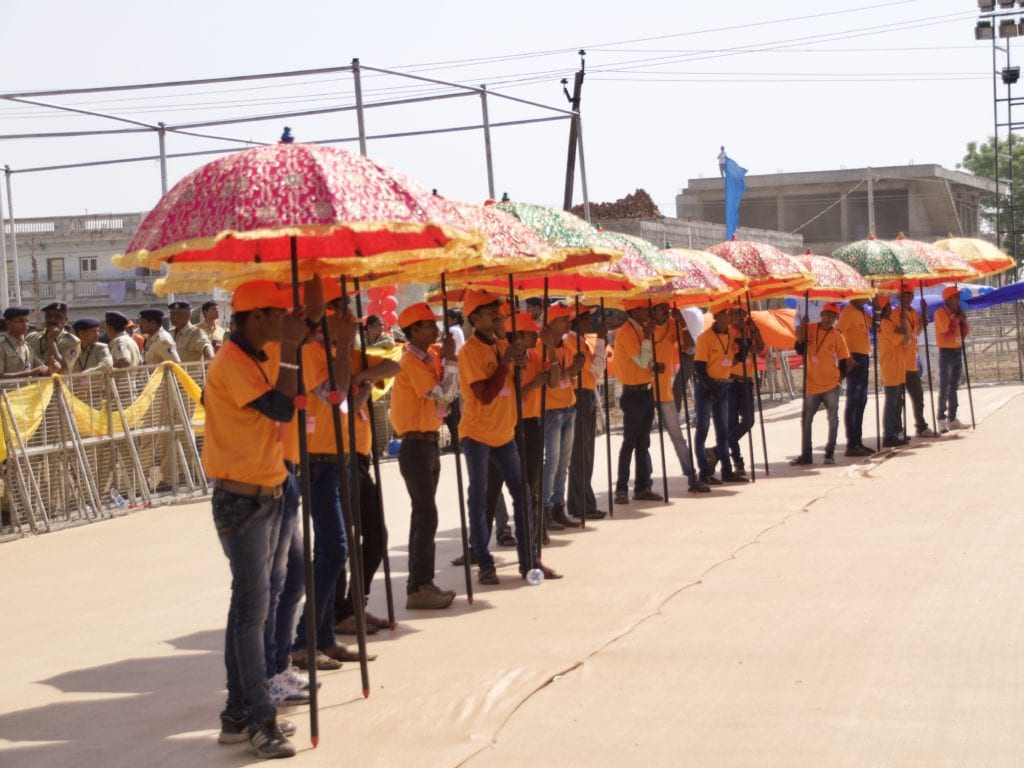 Greeters at Kavant Fair, India 