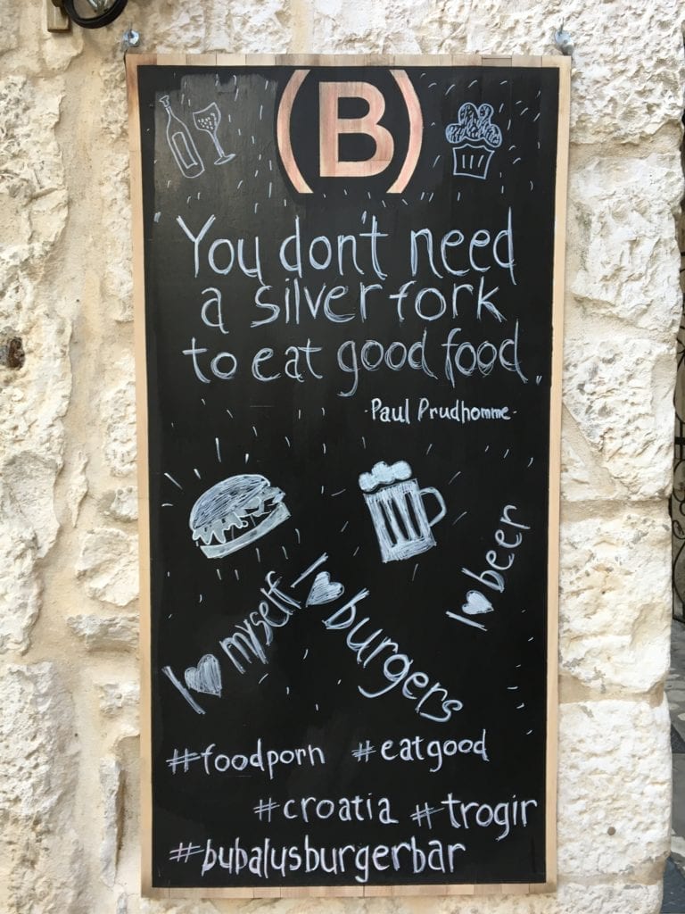 restaurant sign in Croatia 