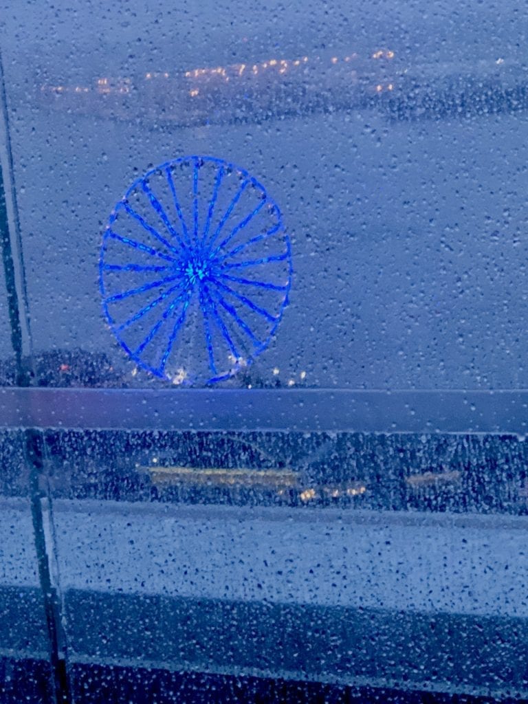 Out the rainy window--the Ferris Wheel in Seattle. 