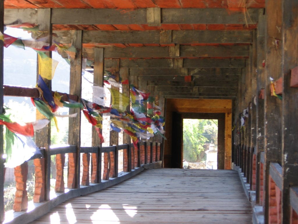 Bridge with Buddhist Prayer flags 
