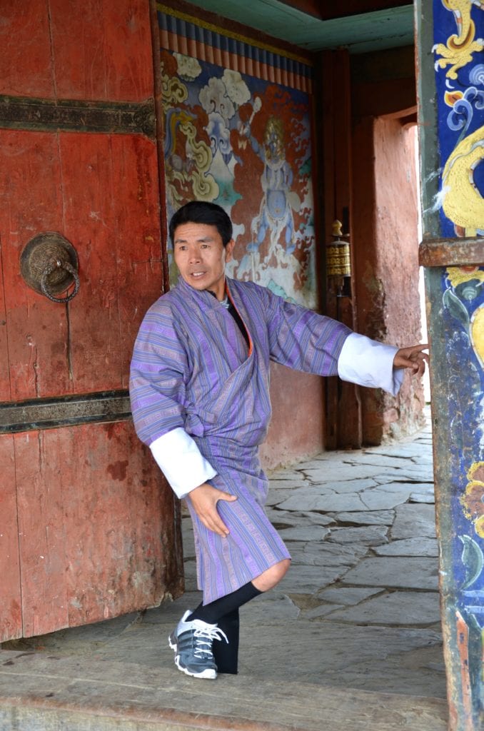Our guide in traditional attire in Bhutan 