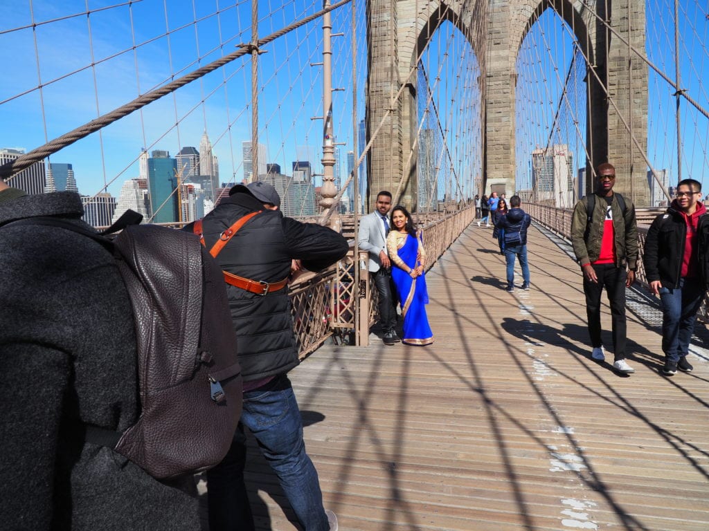 Wedding photo on the Brooklyn Bridge