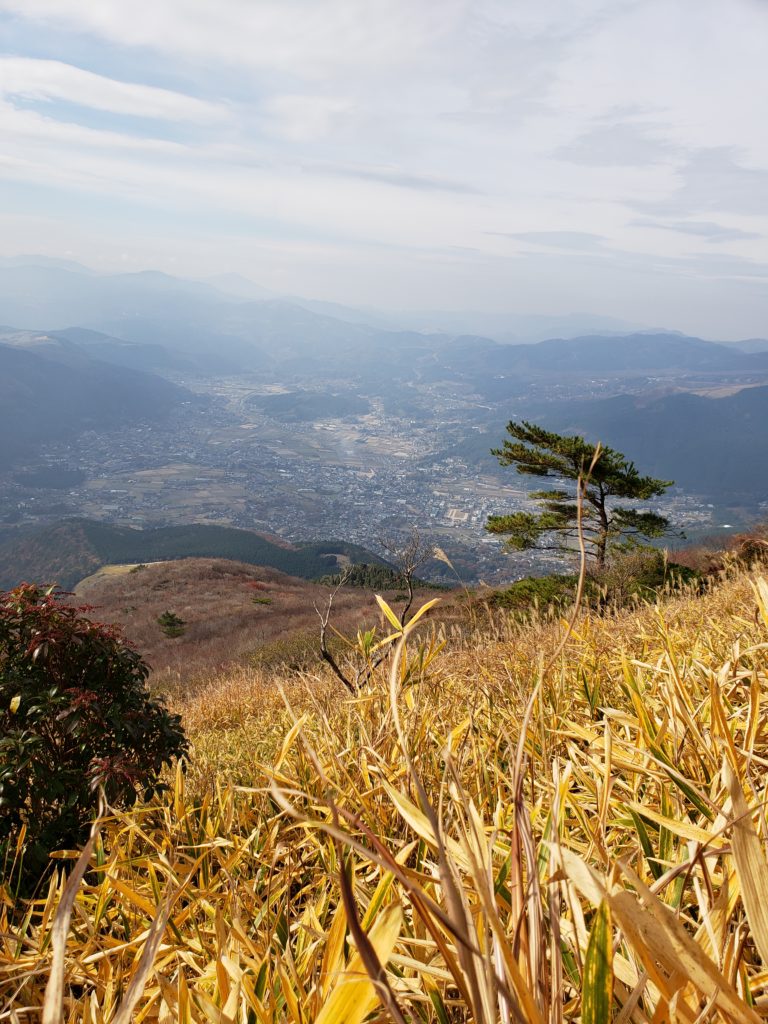 It was the first cloudy day of the trip, but we could see Yufu-in, far below. Some of us walked all the way back to town after the climb. 