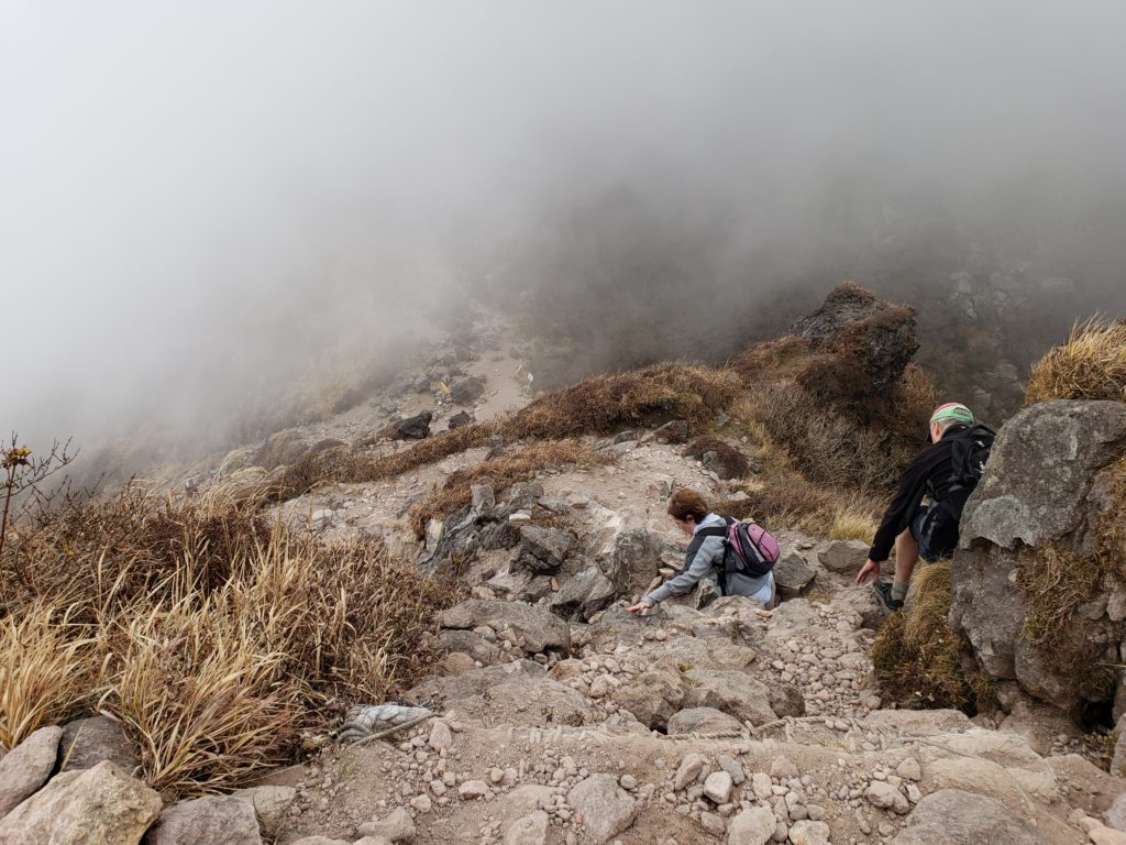 Clouds and wind rose up on the way back down to the mountain. 