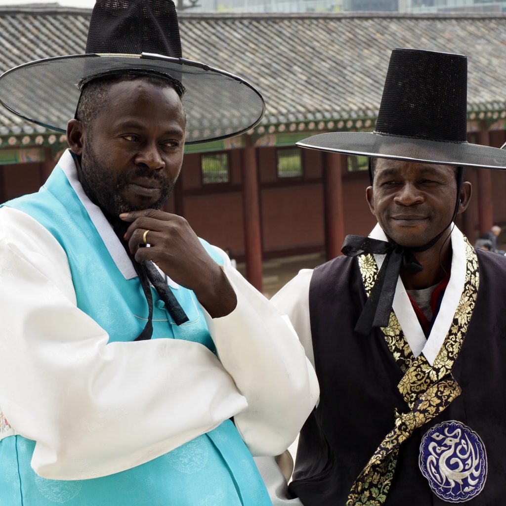 Tourists wearing Korean garb